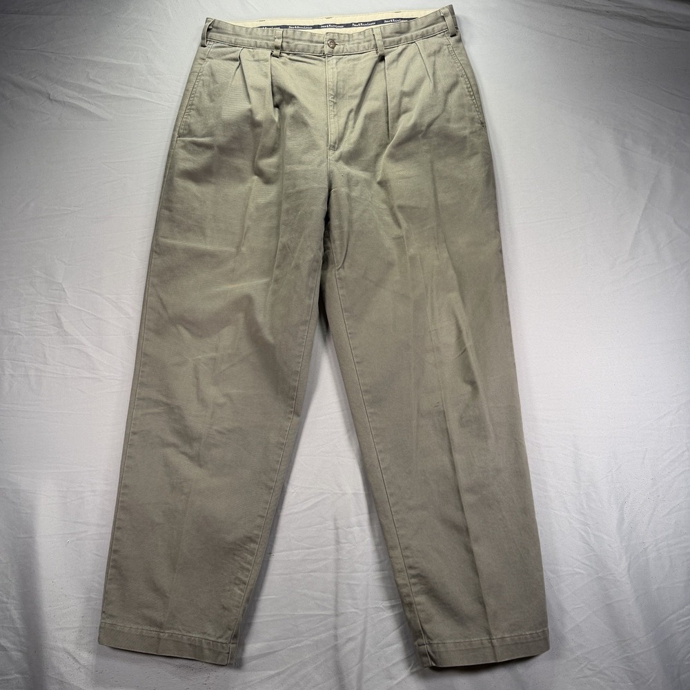 Polo Ralph Lauren Chino Pants Mens 36x30 (Fits 34x30) Gray Pleated Straight
